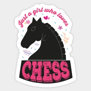 Just A Girl Who Loves Chess. Perfect Funny Chess Girls and Lovers Gift Idea, Retro Vintage Sticker